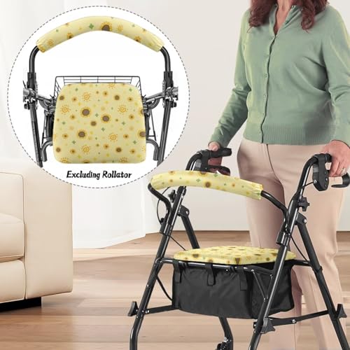 Image of Soft Universal Walker Seat Covers, Sunflower Adjustable Rollator Backrest and Seat Covers, Accessories for Seniors Women Men
