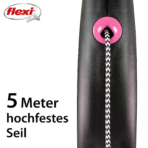 flexi® Black Design S Seil 5 m schwarz/pink, Roll-Leine für Hunde bis 12 kg