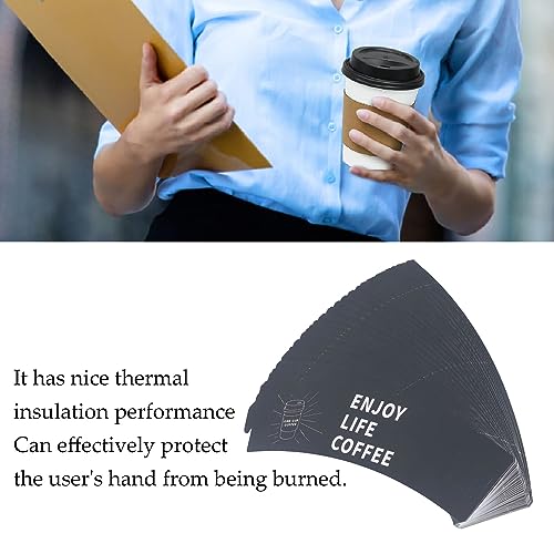 50 PCS Adjustable Paper Heat Insulating Coffee Cups Sleeves for Hot Beverage Milk Tea Coffee, Durable Material, Efficient Thermal Insulation, No Pollution for OfficeHome Use