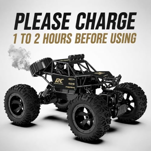 Image of Rock Crawler RC Car with Smoke Spray & LED Lights, 1:16 Scale Rechargeable Remote Control Monster Truck, High-Speed Off-Road Climbing with 5 Functions, Toy Car for Kids (Color as Per Stock)