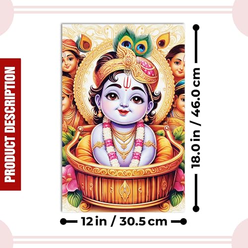 Image of Twinster Bal krishna Posters Photo for Pregnant Women, Baby Poster Self Adhesive (Size 45 cm by 30 cm) Pack of 1 (Design 6)