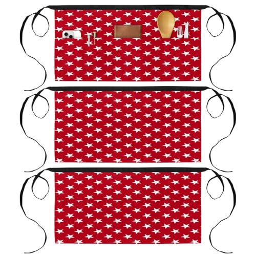 Demi-tablier de cuisine pour pâtisserie et bistrot lot de 3 avec poches