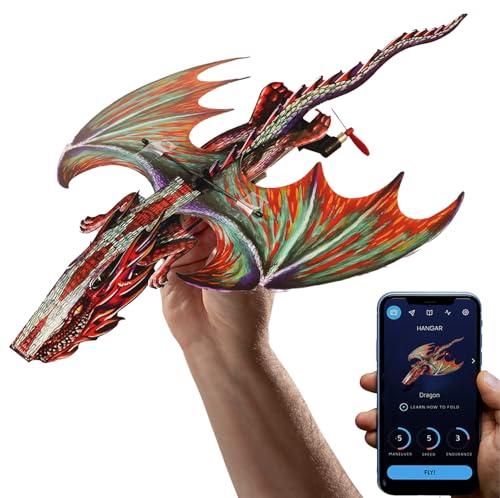 POWERUP 4.0 Dragon Edition - The Next-Generation Smartphone Controlled Paper Airplane Kit, RC...