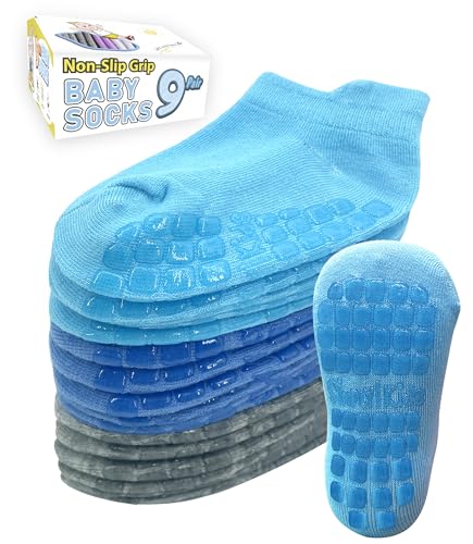 Image of Simply Kids Baby Non-Slip Ankle Socks – Superior Grip, Soft Cotton, for Active Toddler Girls & Boys (Ages 0-7)