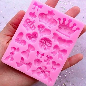 HOMEBAKERS MART Fondant Crown Mould || Bow Mould || Heart Fondant Mould for Cake Decoration