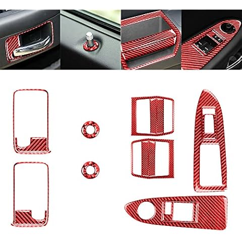 AUTO-P 16Pcs Red Carbon Fiber Door Decorative Cover Trim for Dodge Challenger 2008-2014 Cover