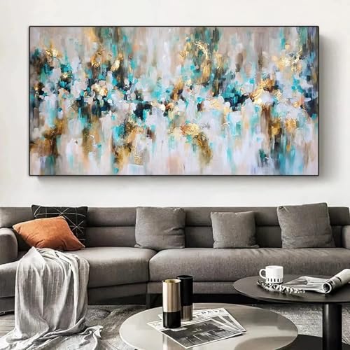 Peinture sur toile abstraite haut de gamme avec cadre 55x110cm