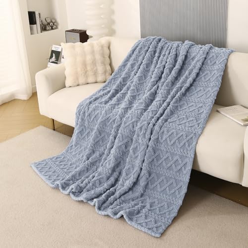 Image of HOKIPO Fleece AC Blanket Double Bed Queen, 200X230 Cm / 6.5X7.5 Feet, Powder Blue (AR-5743-BLU)