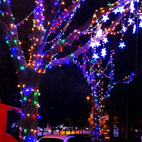 Jmexsuss 200 Led Colored String Lights Clear Wire Outdoor Indoor, 66Ft 8 Modes Multicolor Christmas Lights Plug In Rainbow Led Lights For Christmas Bedroom Tree Room Party Xmas Decorations #TOP3