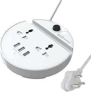 Portronics Power Bun Extension Board with 2 Universal Sockets & 3 USB Ports, Mobile Holder, 1.5 Meter Long Cord, 2500 Wat Price In India