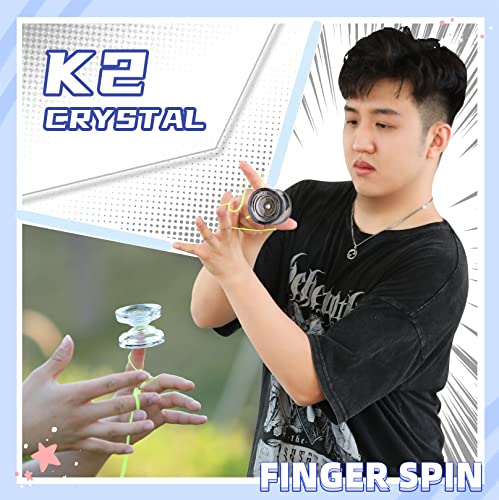 Image of MAGICYOYO 2 Pack of Yoyos K2 Crystal, Responsive Yo-yo for Kids Beginner, Dual Function Yo yos with Replacement Unresponsive Bearing for Advanced Player+Bearing Removal Tools+12 Strings+2 Bags