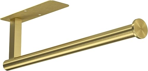 ASTOFLI Toallero de papel dorado, soporte para toallas de papel de montaje en pared, resistente soporte para toallas de papel debajo del gabinete,