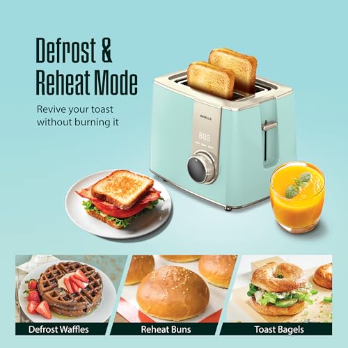Image of Havells Craft Pop Up Toaster | Touch Control Operation | 8 level Custom Browning Level| Live Cooking Timer | Defrost Mode | Reheat Mode | Intelligent Energy Saving Operation (Blue & Gold)