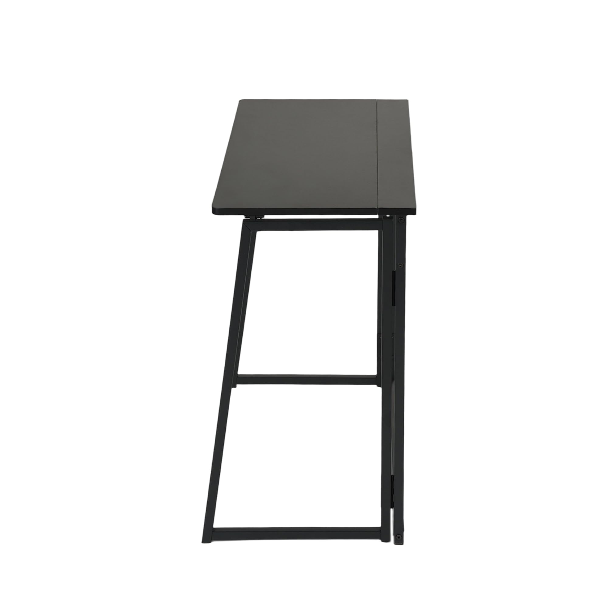 FurnitureR Scrivania compatta e pieghevole, vassoio in legno effetto nero e telaio in metallo, facile da trasportare e riporre, per camera da letto, soggiorno o ufficio, nero, 80 x 40 x 74 cm