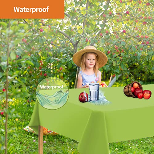 Image of Lime Green Disposable Plastic Tablecloth for Rectangle Tables (12 Pack) Premium Decorative Table Covers, for Parties, Events and Weddings, Indoors & Outdoors, 54 x 108 inch, Rectangle, Lime Green