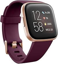 Versa 2 Health and Fitness Smartwatch with Heart Rate, Music, Alexa Built-In, Sleep and Swim Tracking, Bordeaux/Copper Rose, One Size (S and L Bands Included)
