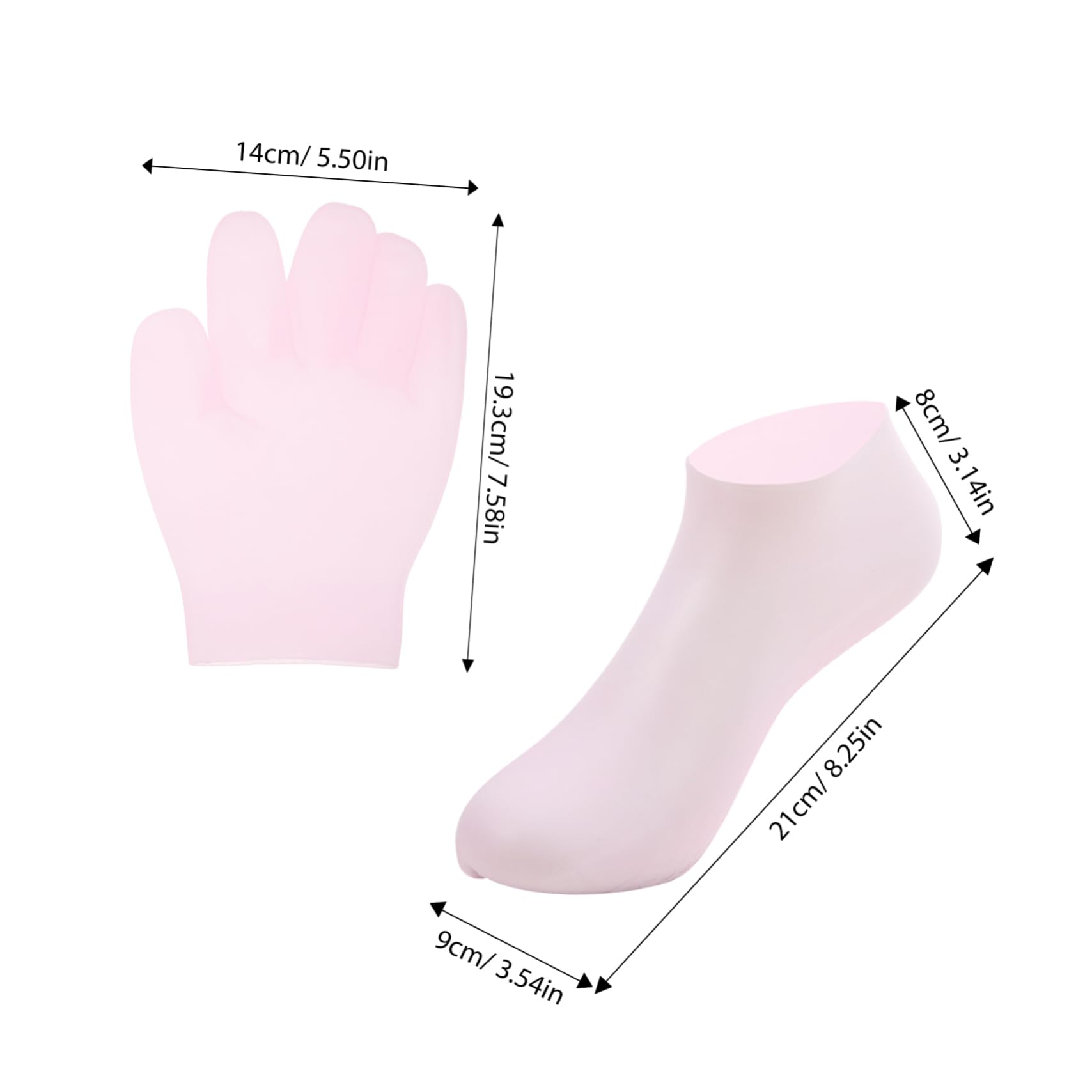 PartyKindom 2 Pairs Moisturizing Hand Gloves Softening Feet Socks Set Gel for Dry Chapped Skin Care Reusable Comfortable Fit Nonslip Honeycomb Design Pink