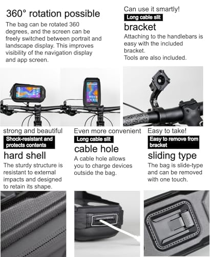 GORIX Sacoche de guidon étanche pour smartphone - Support pour smartphone - Durable - Écran tactile - Rotation à 360 degrés - Pour vélo de route et VTT (Active H3)