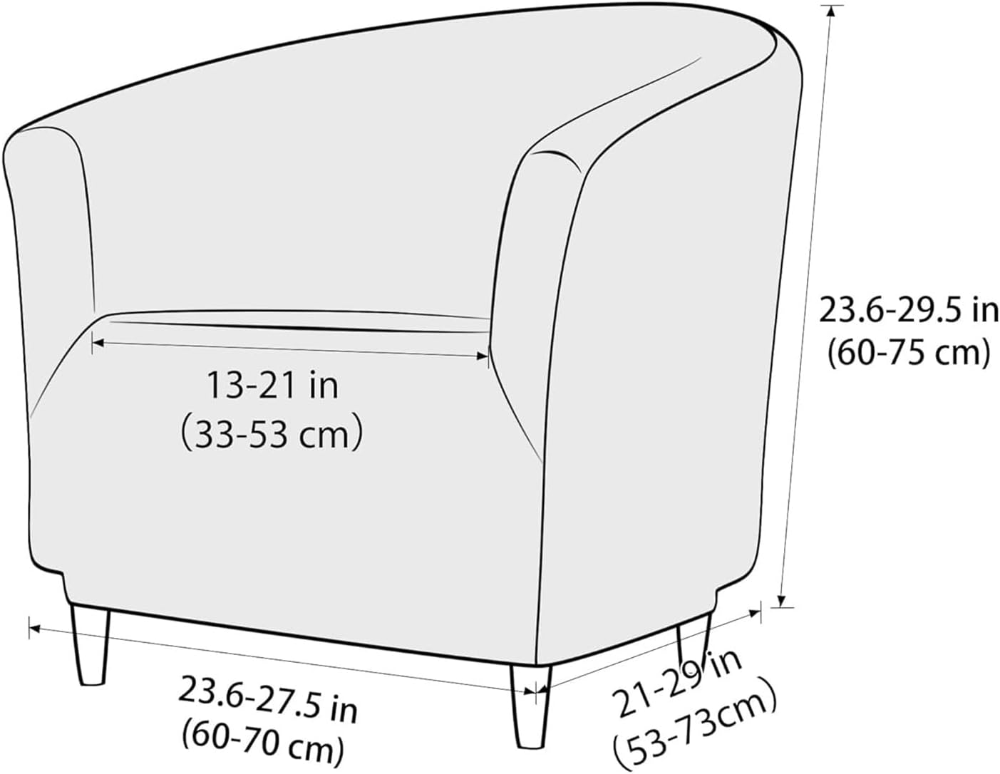 Jacquard Tub Chair Covers, 1-Piece Club Chair Slipcover Soft Stretch Barrel Chair Cover Armchair Slipcovers Furniture Protector for Living Room(Yellow,2PCS)