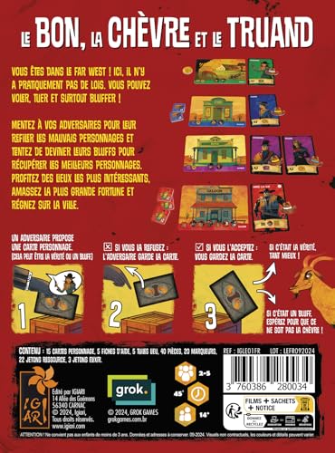 Asmodee, Igiari, Le Bon, LA Chevre ET Le Truand, Board games, Card and Bluff Game from 14 Years, 2 to 5 Players, 45 Min - Image 3