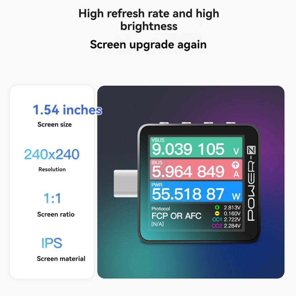 KM003C Digitalvoltmeter und Amperemeter USB-C Tragbarer Schnellladeprüfer PD3.1 QC5.0 140W Powerbank Kabel Enthalten