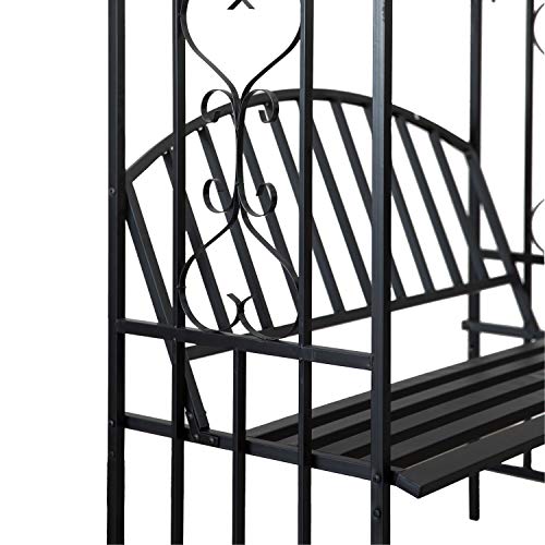 Outdoor Garden Arbor Arch Steel Metal With Bench Seat For Climbing Plants #TOP5