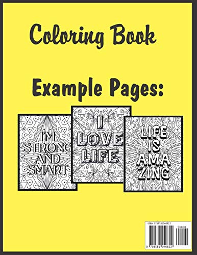 Positive Thinking Coloring Book for Boys, Girls, Kids, Teens & Adults Positive Mindset Affirmation P