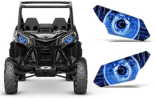 AMR Racing UTV Headlight Eye Graphics Decal Cover Compatible with Can-Am Maverick 1000 X3 Sport - Cyborg Blue