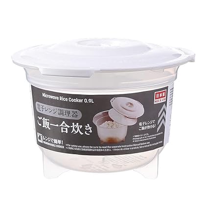 ZAVASIKA Plastic Rice Cooker,Japanese-style microwave rice cooking bowl with lid,Food grade instant noodle bowl,Microwave Pasta Cooker 0.9L