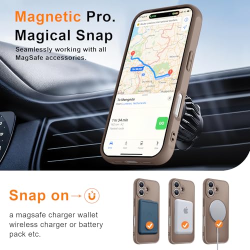 Image of MOCCA Magnetic Shockproof for iPhone 17 Case,Brown | 16ft Drop Tested | Compatible with MagSafe | Anti-Slip Matte Finish | Full Camera Lens Protection | Ultra-Slim Design
