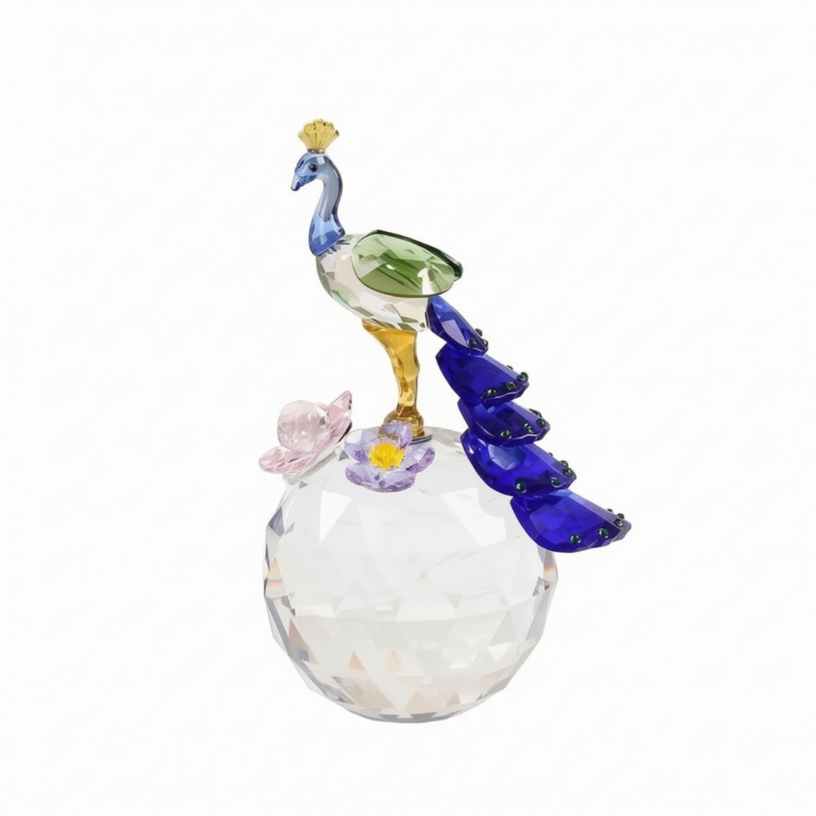 Bola de Cristal Decorativa con Figura Elegante sobre Base Esférica Cristal Facetado Que Refleja Luz Adorno de Mesa Coleccionable Adecuada para Salón Oficina, Azul