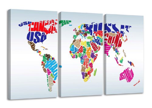 Visario bestpricepictures 160 x 90 cm Impression sur Toile mappemonde 1163 - Peinture/Image/Tableau/Decoration sur châssis