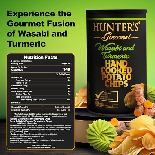 Hunter's Gourmet Wasabi & Turmeric Hand Cooked Potato Chips 150g