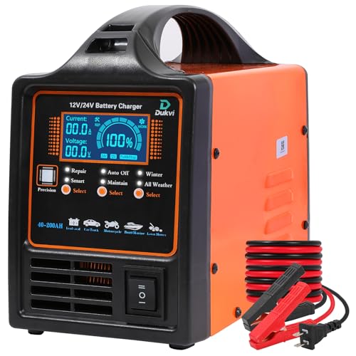 12V 24V Car Battery Charger Heavy Duty, 0-15A Automatic Battery Maintainer, Smart Trickle Charger with Repair & Winter Mode, Auto Shut-Off for AGM, Deep Cycle, Automotive, RV, Marine