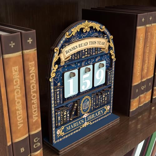 Image of Personalized Books Read Tracker, Books Read This Year Counter, Book Lover Gift for Teachers, Women, Librarians, Readers, Bookshelf Accessories for Wall & Table, Bookshelf Decor