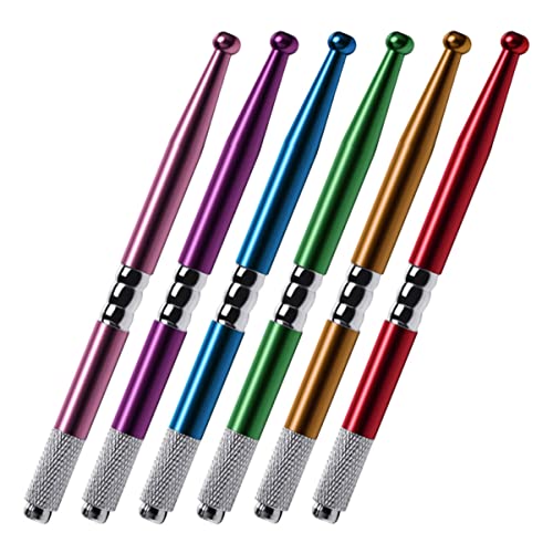 CALLARON 6 Piezas Lápiz de Microblading Profesional para Herramienta de Manual Diseño Antideslizante para Maquillaje de Ojos y Labios de Maquillaje Rojo Azul Dorado Rosa Verde