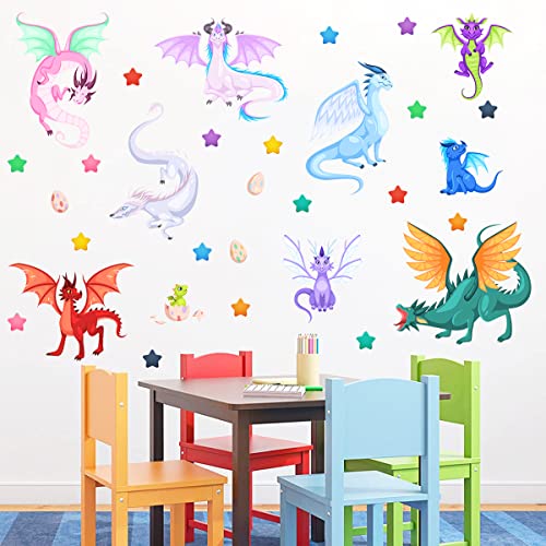 Vinilos decorativos dragón hada con estrellas para pared miniatura 4