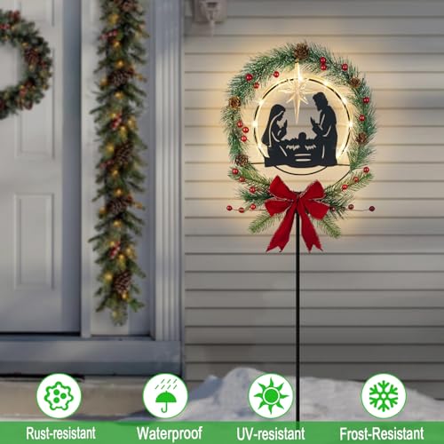 Hokfirm H009 Solar Powered Nativity Scene,Hokfirm Christmas Yard Stakes Outdoor Christmas Decorations Garden Decor thumb #1