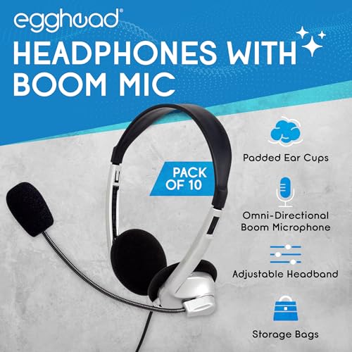 Image of Egghead EGG-IAG-1007TRSS-10-PK-SO Mobile-Ready Multimedia Headset, Black /Silver (Pack of 10)