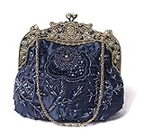 ILISHOP Women's Antique Beaded Party Clutch Vintage Rose Purse Evening Handbag
