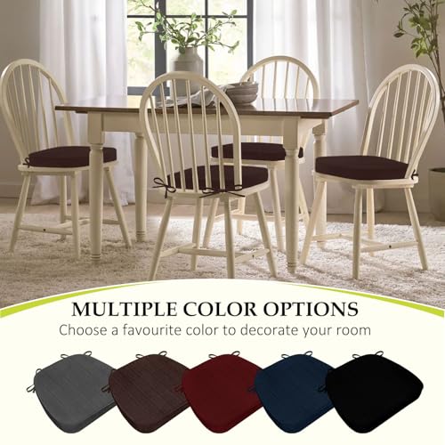 Image of Chair Cushions for Dining Chairs, Indoor Chair Cushions with Ties，Waterproof Chair Pads Set of 6, Brown, 17x16x2.5 Inch