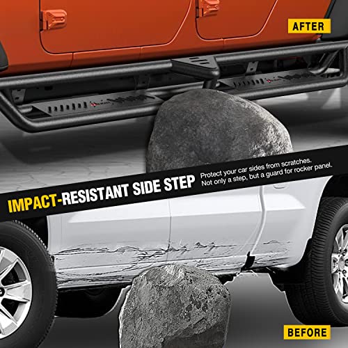 Image of Nilight Running Boards for 2020 2021 2022 2023 2024 2025 2026 Gladiator (JT) 4 Door Dual-Stage Textured Black Powder Coated Slip-Proof Side Step Nerf Bars