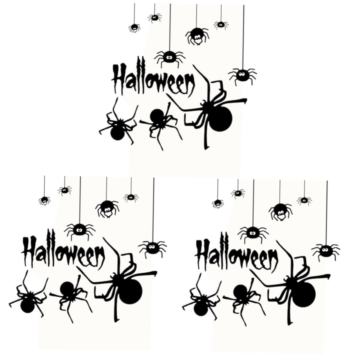 Autocollants muraux Halloween araignées réutilisables lot de 3 pièces