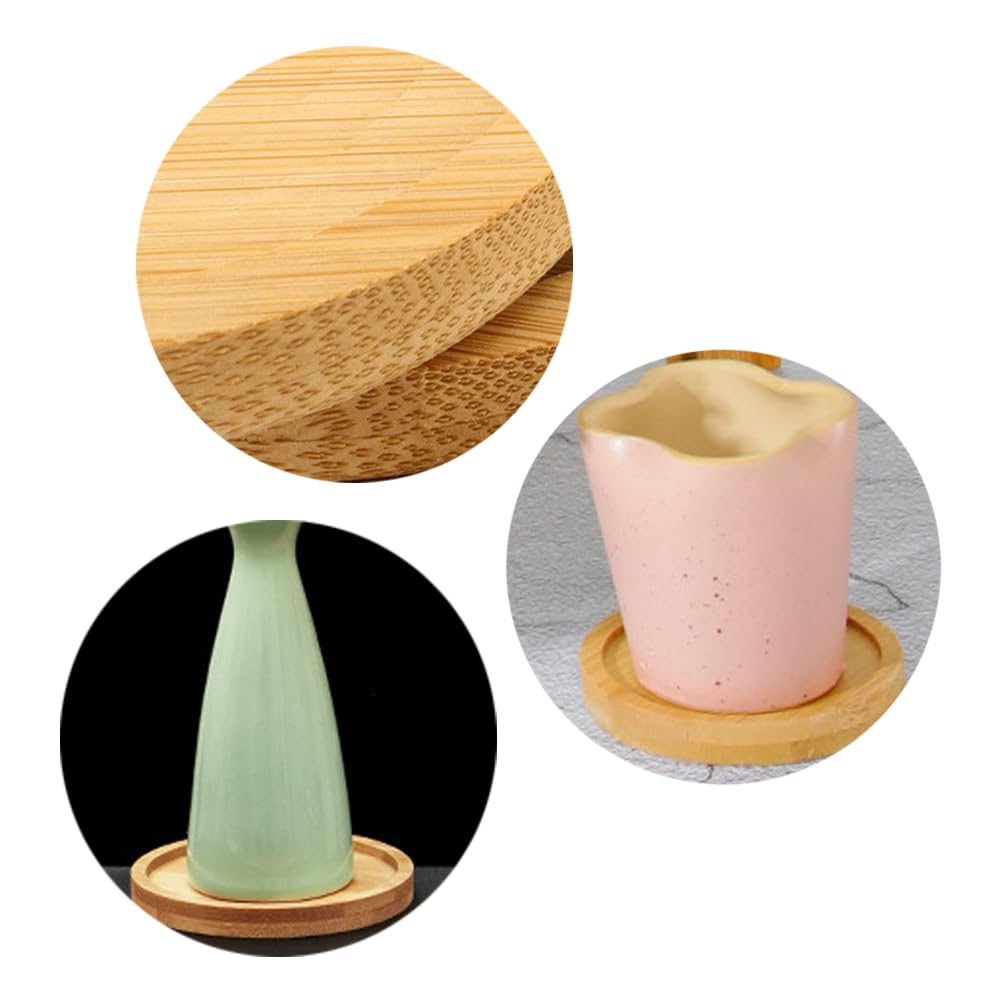 2 Piatti Portacandele In Legno Di Bambù Per Matrimonio E Battesimo: Sottobicchieri Rotondi Protettivi, Diametro 9,45 Cm