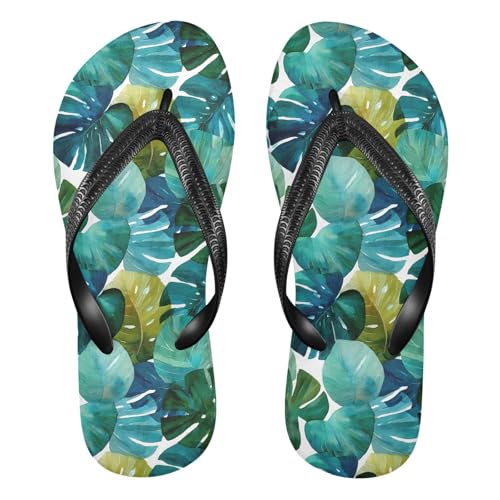 Flip Flop Sandals Tropical Leaf Print for Women Men Beach Outdoor XS