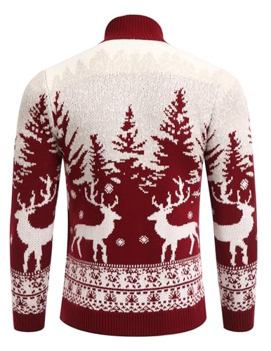 COOFANDY Men's Quarter Zip Pullover Sweater Casual Zip Up Polo Sweater Knit3