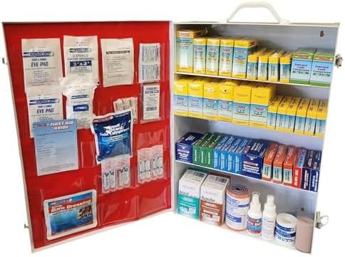Rapid Care First Aid 864-09-1F 4 Shelf ANSI/OSHA Compliant All Purpose First Aid Cabinet & Medical Station with First Aid Sign, Exceeds OSHA/ANSI 2009, Wall Mountable, White Rapid Care First Aid 864-09-1F 4 Shelf ANSI/OSHA Compliant All Purpose First Aid Cabinet & Medical Station with First Aid Sign, Exceeds OSHA/ANSI 2009, Wall Mountable, White