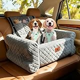 Dog Car Seat for Medium/Large Dogs up to 60 lbs, Memory Foam Dog Booster Seat with Thick Cushion, Pet Car Seat for Back with Detachable Washable Cover, Storage Pockets for SUV, Pick Up, Trunk, Grey