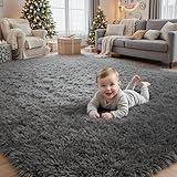 5x7 Area Rugs for Living Room: Ultra Soft Fluffy Shag Gray Rug for Bedroom,...