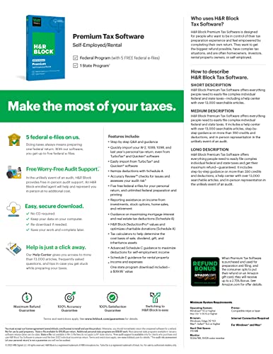 Image of H&R Block Tax Software Premium 2022 with Refund Bonus Offer (Amazon Exclusive) [PC Download] (Old Version)